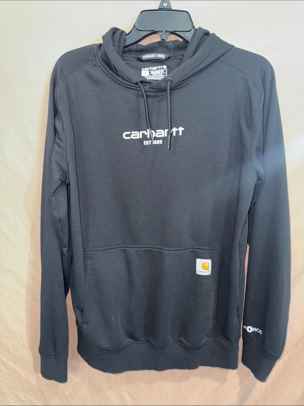 NWOT Women’s Small Carhartt Black Crewneck Logo Hoodie